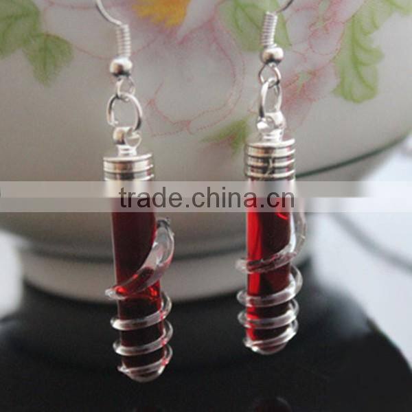 6mm transparent glass bottle silver plated bail chili heart peach shaped perfume vial pendant for earrings wish charm DIY gift