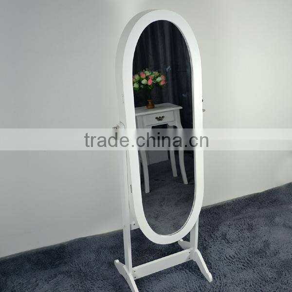 modern appearance floor standing mirror jewelry cabinet wooden mirrored jewelry cabinet