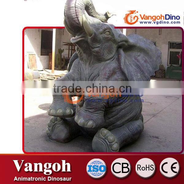 VGFA55-white color fiberglass baby elephant sculpture