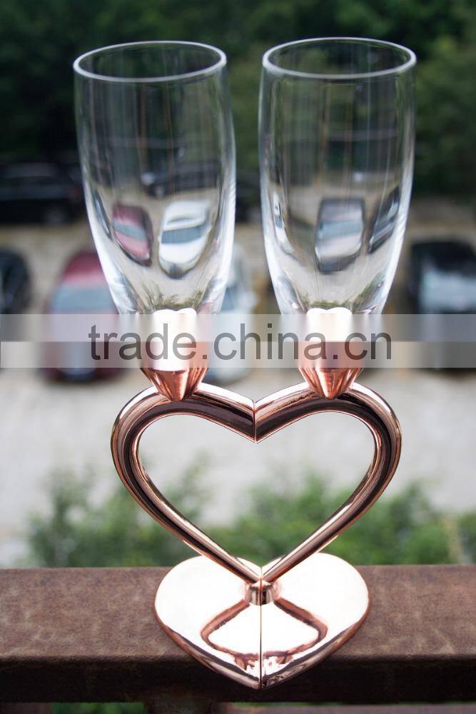 high quality toasting wine glasses set cheap heart shape champagne flutes/glasses crystal wedding goblet for love and gifts