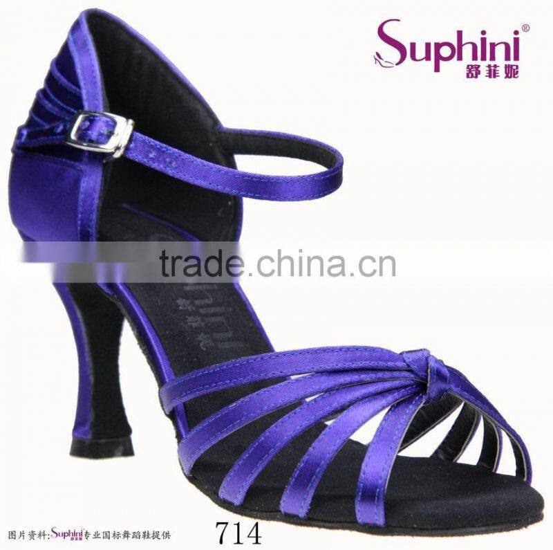 Suphini Beautiful Blue Satin Ballroom Dancing Adult Shoes