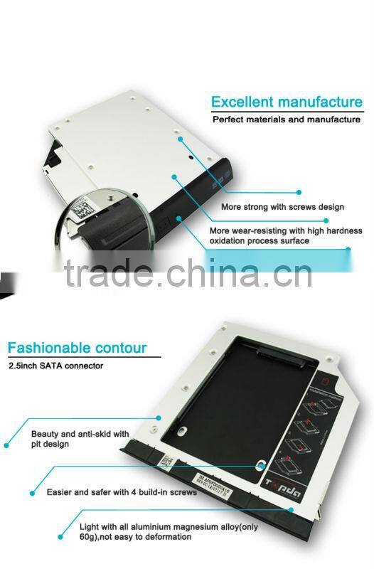 New 2nd HDD Hard Drive Caddy SATA hdd Caddy with screwdriver for macbook