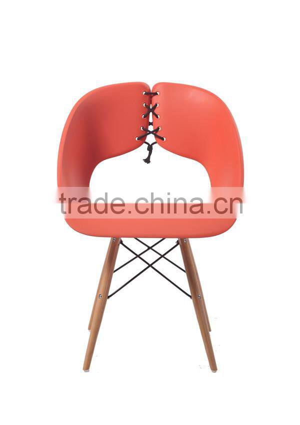 Molded Color Plastic Chair with Wood Eiffel Legs Plastic Chair HC-N018