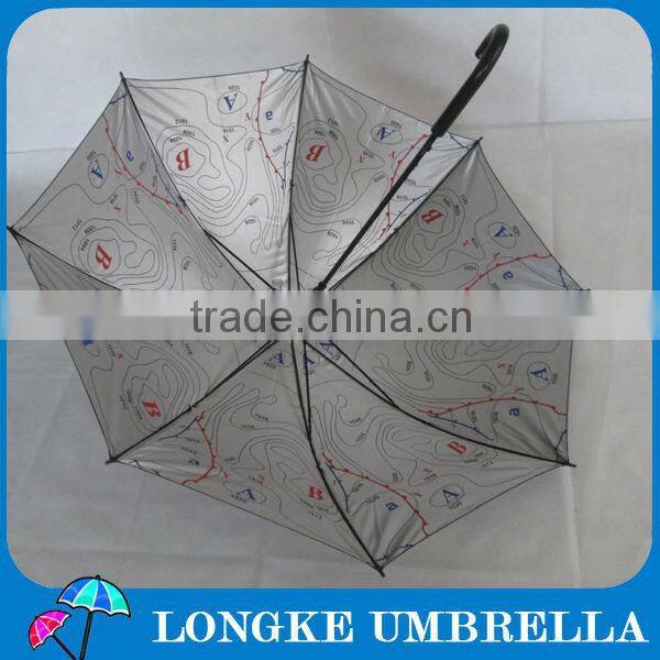25" black color Automatic open Straight Umbrella Promotional umbrella with inside print