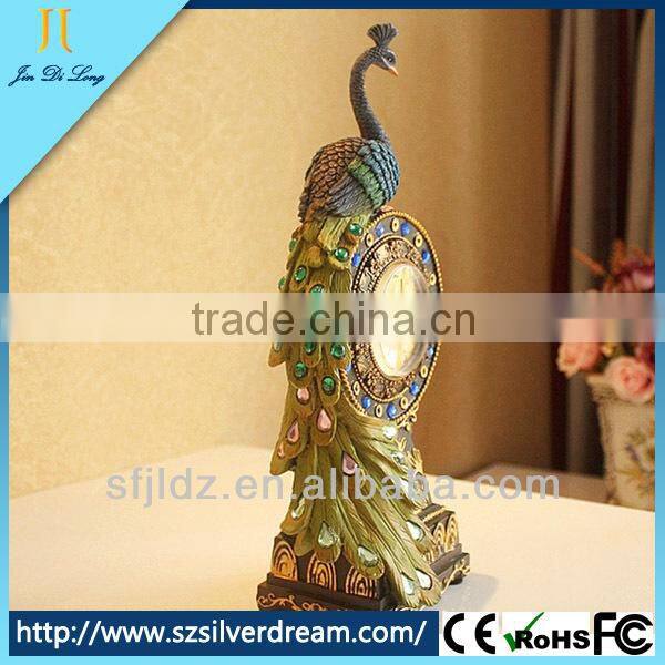 Environmental protection resins quiet sweep desk alarm peacock clock