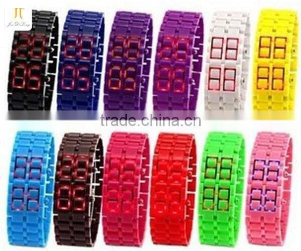 Latest fashion color soft lava LED his and hers watch gift set