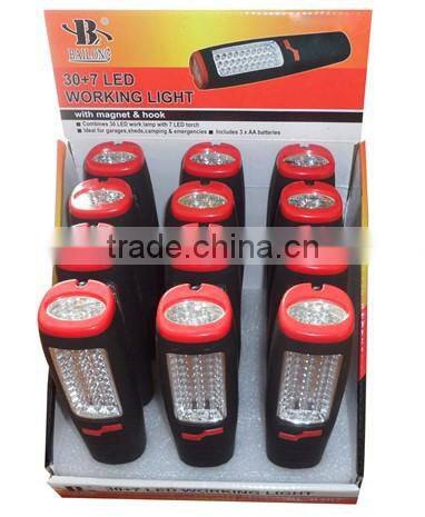 Ningbo JELO Sales promotion Super Bright 30+7LED Work Light Outdoor 37LED Lamp With Folding Hook Magnet