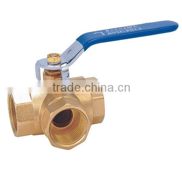 Three Way Reduced Bore Brass Ball Valve