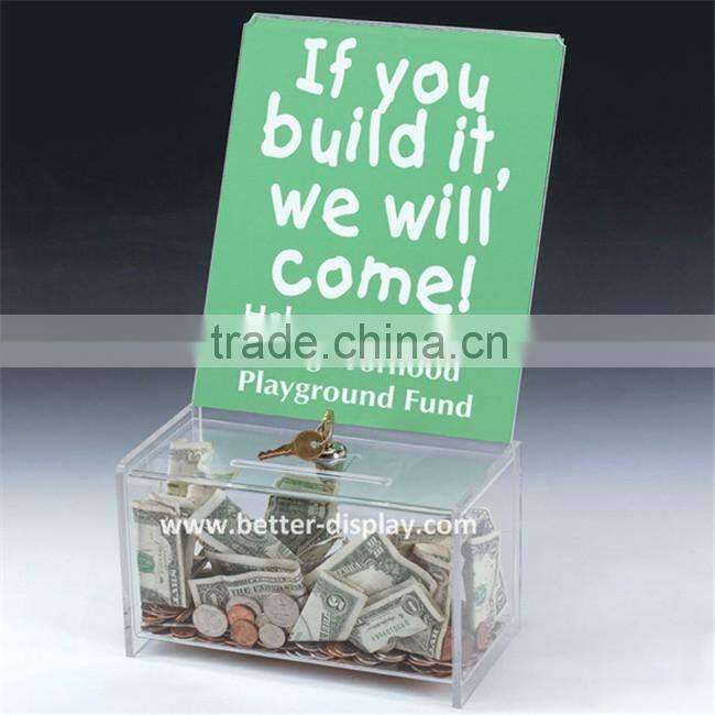 wholesale acrylic charity money boxes