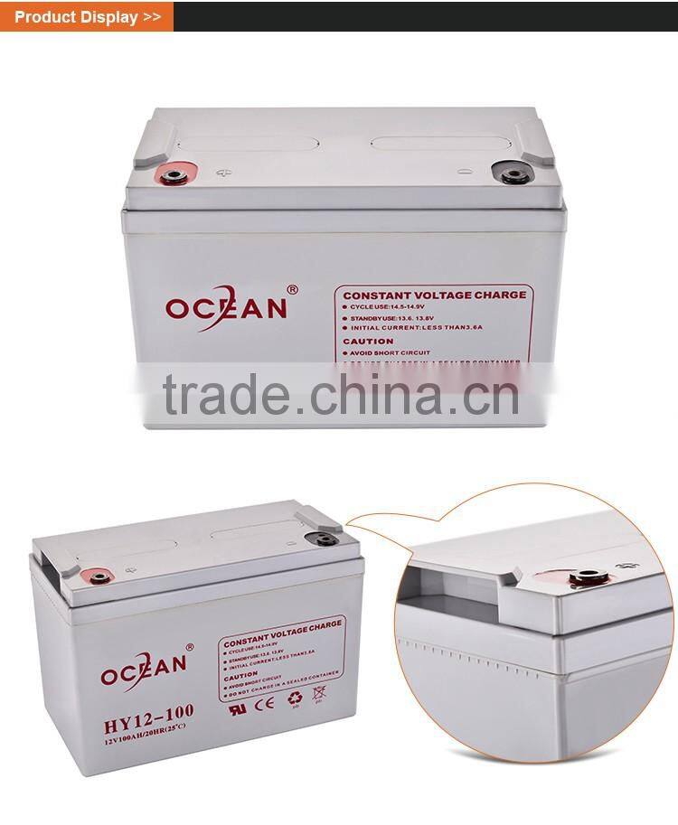 Large power great power 12v 100ah flat top gel battery 12v