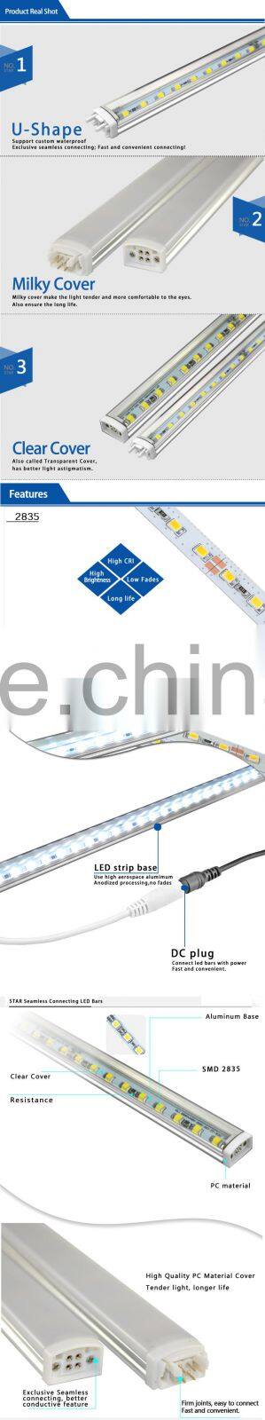 500mm SMD 2835 Seamless LED Bar Light High Bright 90leds/m Non Waterproof U-Shape LED Rigid Bar Strip Canbinet LED Lamp