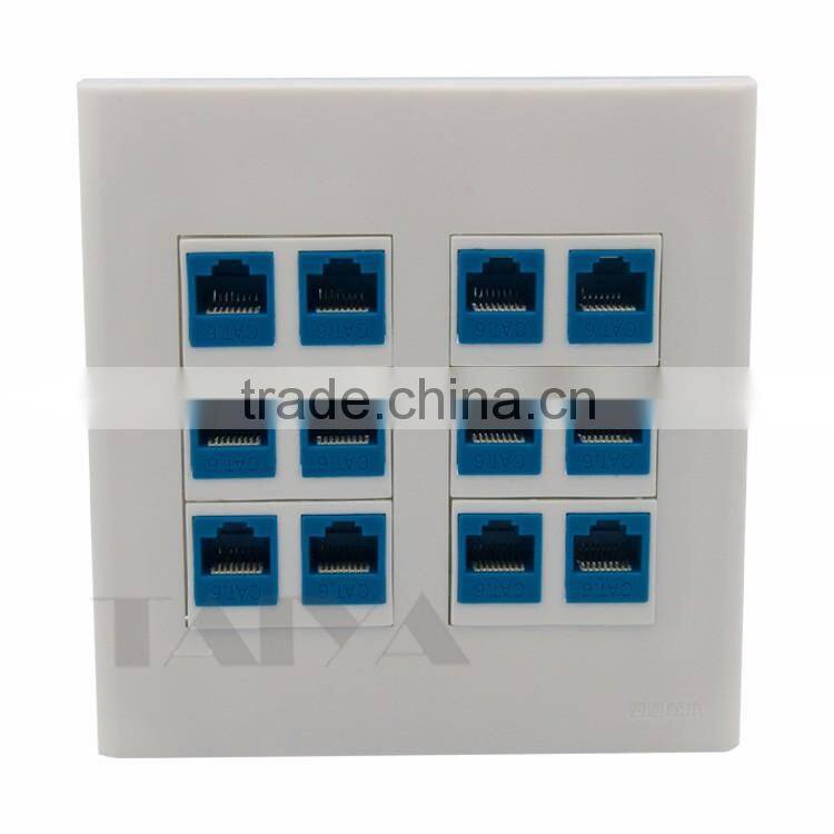 120 X 120mm face plate 12 Ports CAT6 rj45 female to female wall plate network wall plate support customization
