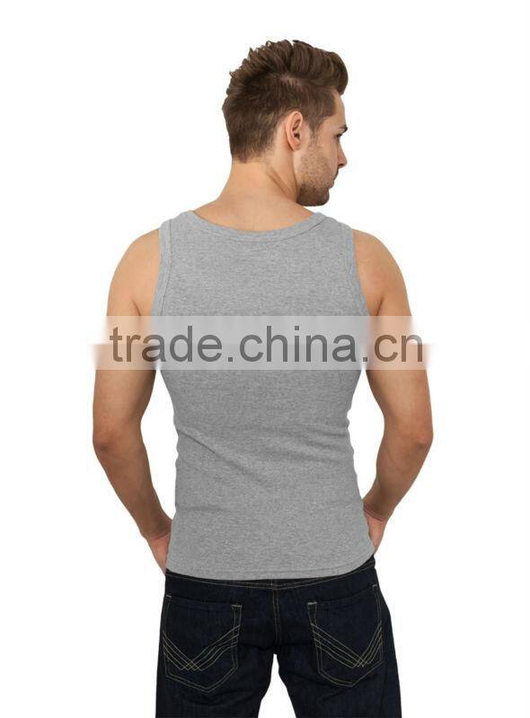 bulk cheap wholesale cotton grey rib tank top for men