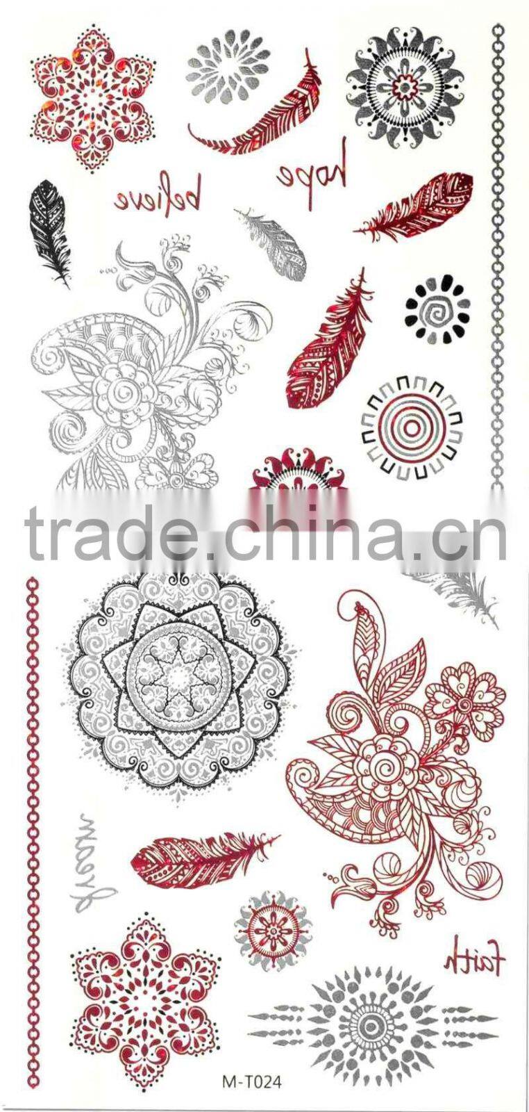 2015 New design Gold Metallic Tattoo Sticker