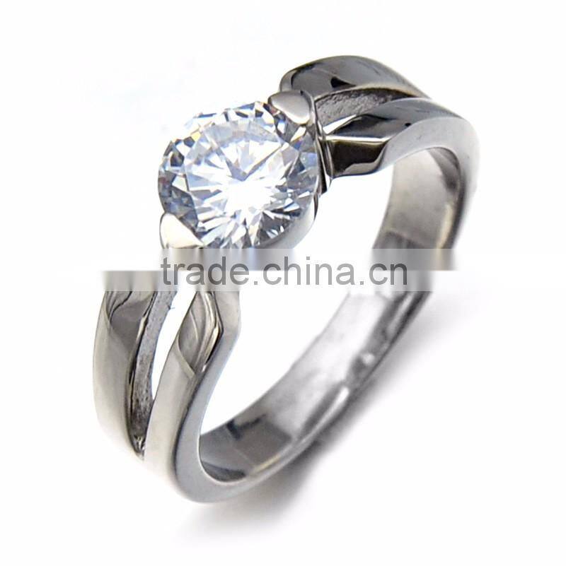 2016 Classic Women Wedding Band Jewelry Never Fade Stainless Steel Diamond Ring