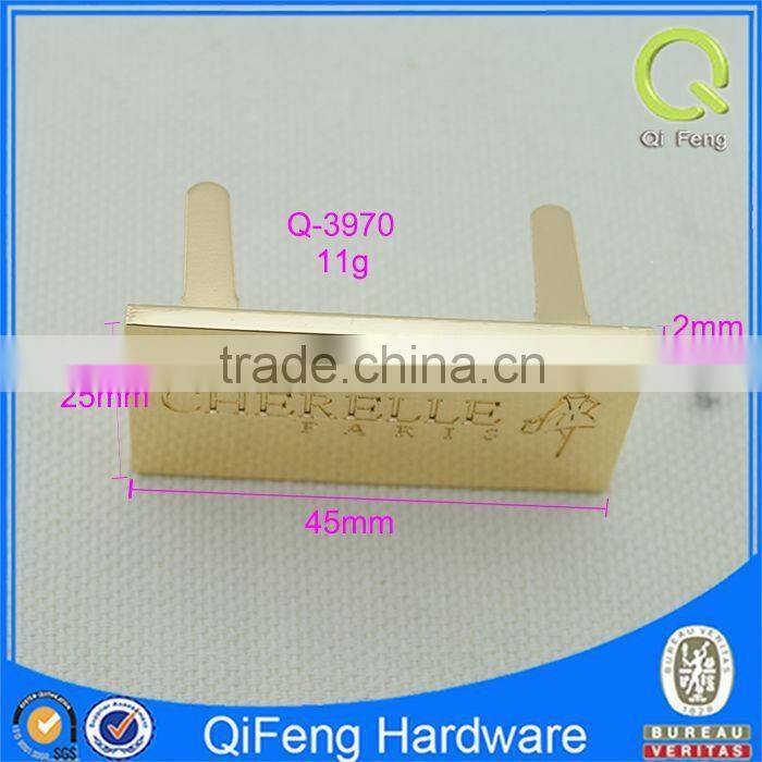Q-3970 custom logo pendant metal private label gold rectangle shape