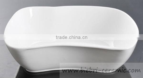 Rectangular Shape Luxury Super White Hotel And Restaurant Rice Soup Dessert Salad Pasta Serving Bowls By Ceramic Porcelain Fine