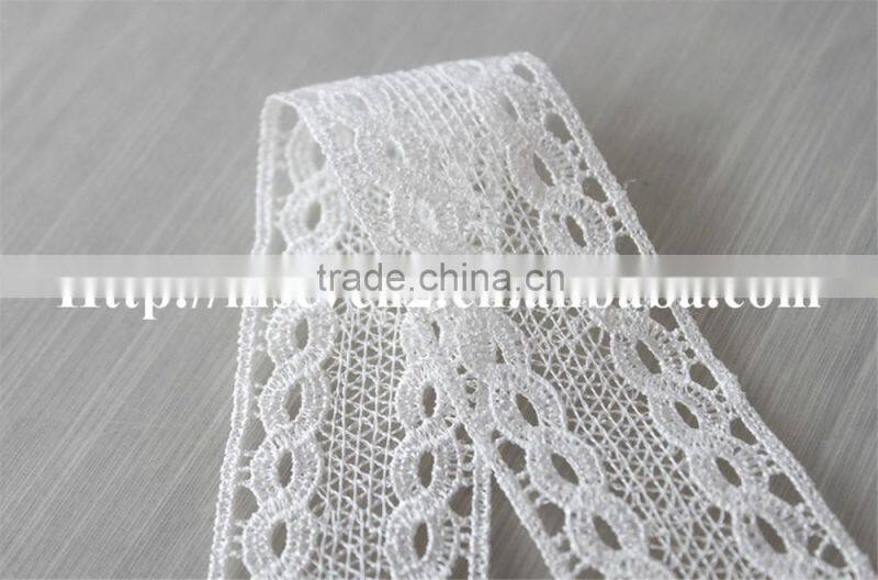 factory wholesale high quality white 3cm polyester yarn lace for sale