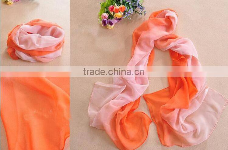 Wholesale Cheap Fashion Chiffon Scarf Womens High Quality Gradual Colors Chiffon Georgette Silk Scarves Shawl Female Long Design