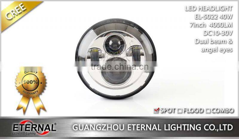 97-16 Jeep Wrangler TJ JK 7" round 40W LED headlight red blue purple pind amber Halo ring Harley motorcycle headlamp