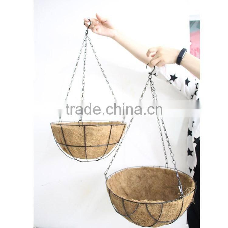 S&D New Design Garden Decoration Wire Hanging Basket flower pot With Coco Liner
