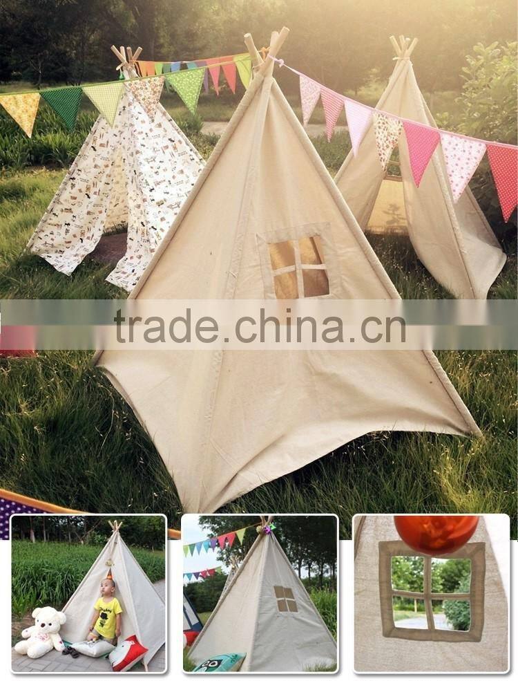 Beige Flax Indian Children Teepee Tent Game House Tent for Kids
