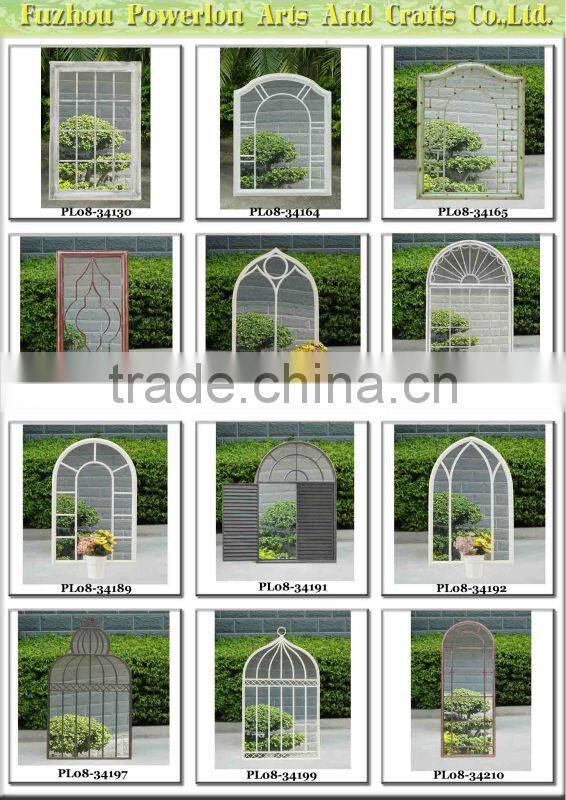 Decorative rustic white iron mirror wall