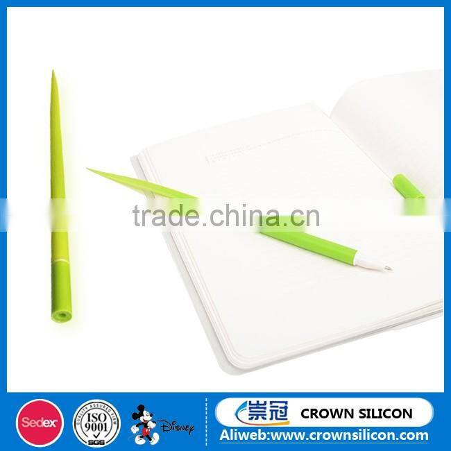 Soft Silicone green grass leaf shaped ball point pen