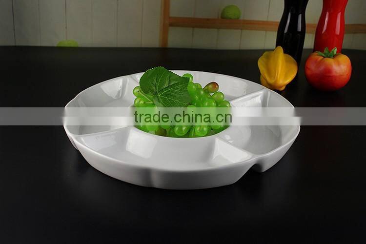 Factory direct wholesale white glazed ceramic section plates
