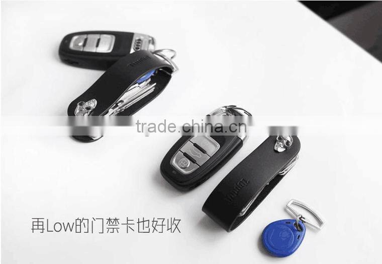 2016 New Arrival Multifunctional Keychain With Organizer/Bottle Opener/ Screwdriver/Phone Holder Cowhide Alloy Keychain