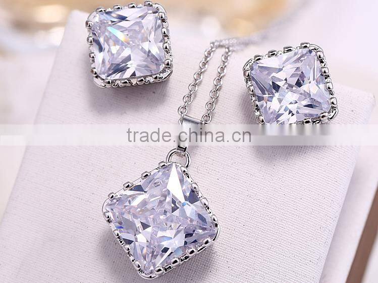 Wholesale Stock Small Order Latest Fashion Simple Square Necklace&Earring Sets
