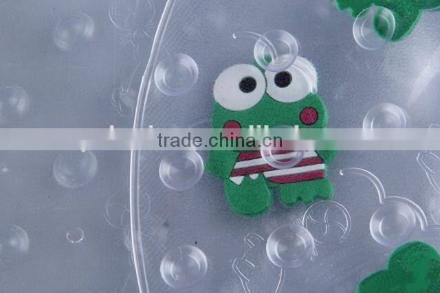 Transparent PVC anti slip bath mat with 3D frog patterns/bathroom mat