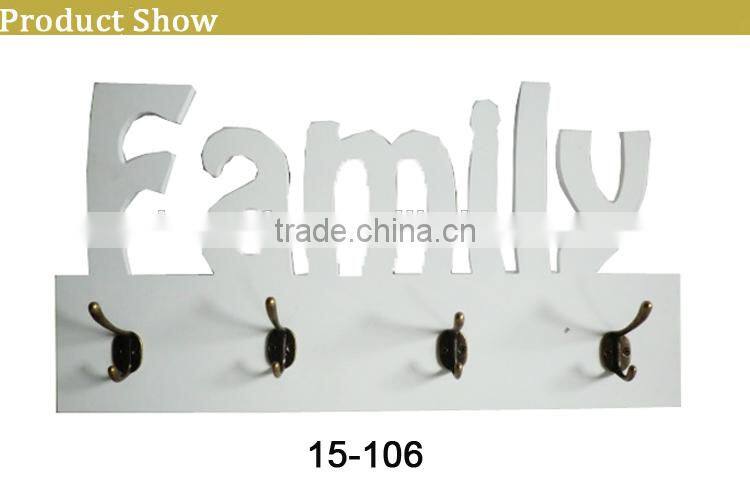 home wooden wall shelf with 4 hooks