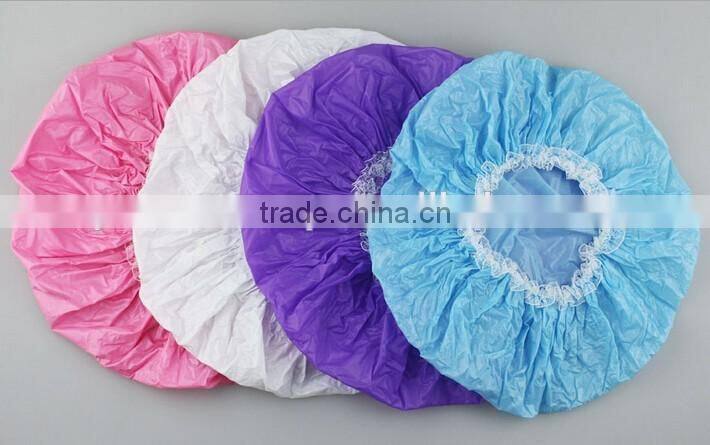 double-deck waterproof nylon mesh Shower Cap Makeup cap