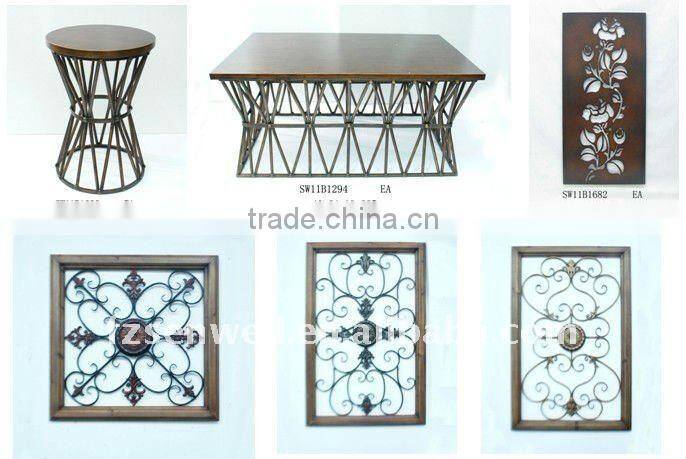 Handmade wood top coffee table with metal base