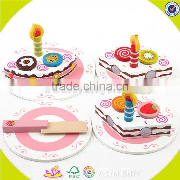 wholesale baby wooden cutting cake toy, creative kids wooden cutting birthday cake toy, funny wooden cutting cake toy W10B096