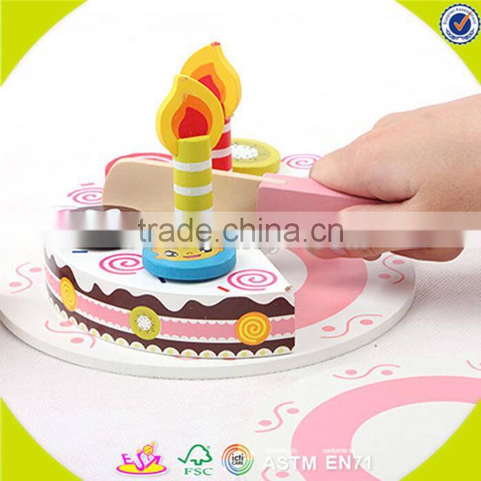 wholesale baby wooden cutting cake toy, creative kids wooden cutting birthday cake toy, funny wooden cutting cake toy W10B096