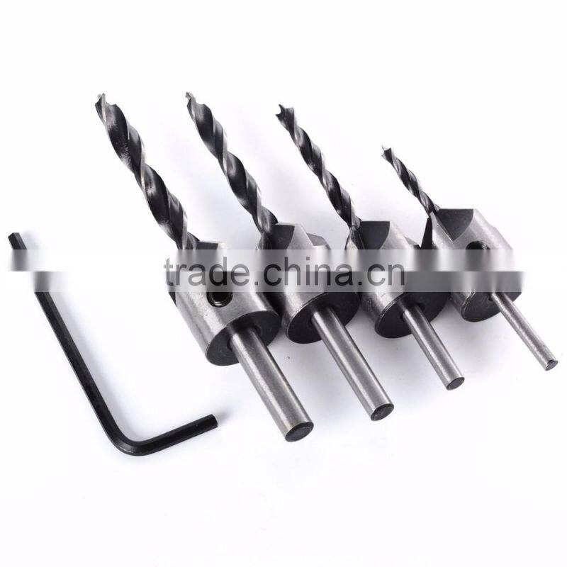 4Pcs HSS Countersink Drill Bits For Woodworking