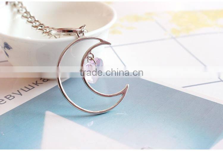 hollow moon heart crystal charms bracelet simple chain bracelet