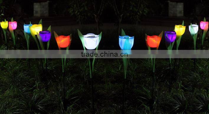 Outdoor Solar Powered Tulip Flower LED Light Yard Garden Path Way Landscape Lamp