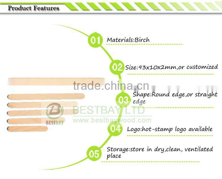 Flat edge wooden ice cream sticks