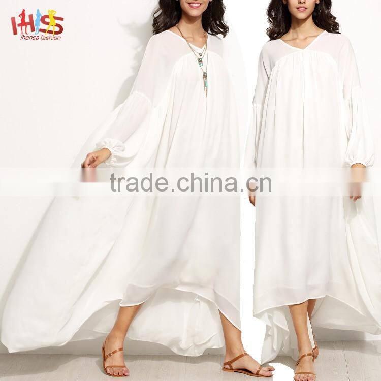 White Lantern Sleeve High Low Tent Dress Vintage Dress 1950s Spring Summer 2017 HSd7519