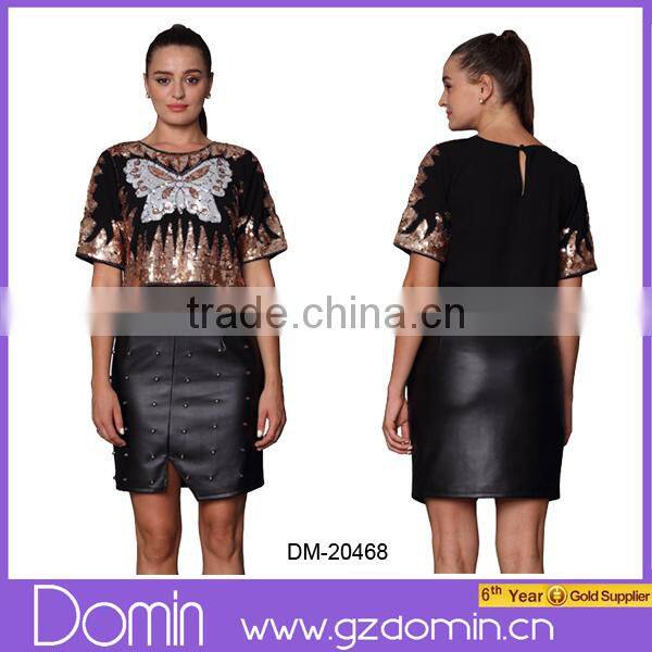 2015 New Design Fashion Women Sequin Tops for Summer