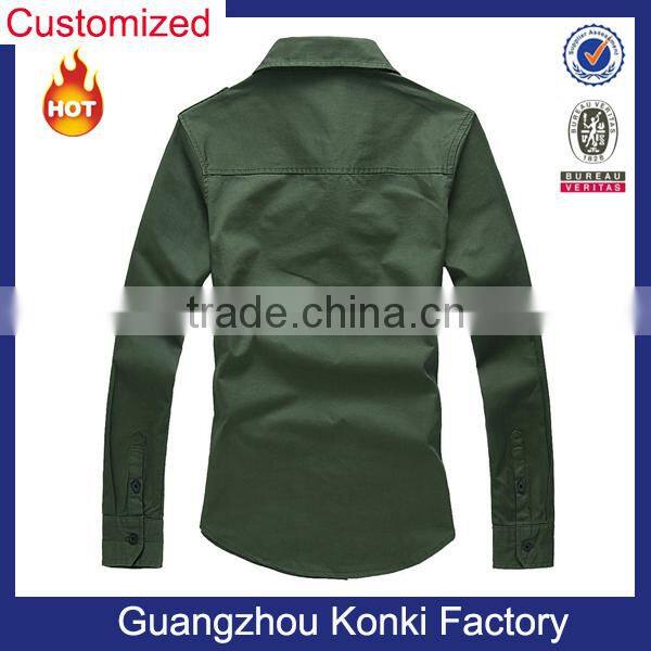 Custom mens open casual shirt with epaulets