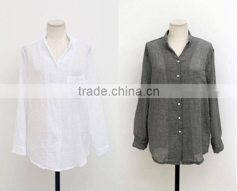 SZXX Wholesale Womens Lady Hemp Breathable Casual Blouse Shirts
