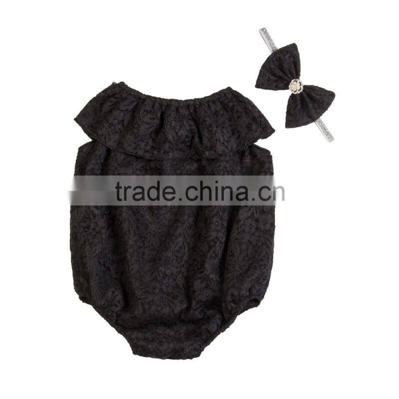 Wholesale Baby Lace Rompers Top Quality Baby Girl Lace Jumpsuit Birthday Outfit boutique Newborn Baby lace Clothes with headband