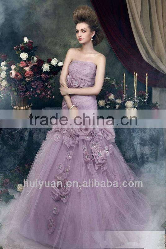 Purple Chiffon Backless Evening Dress 2013