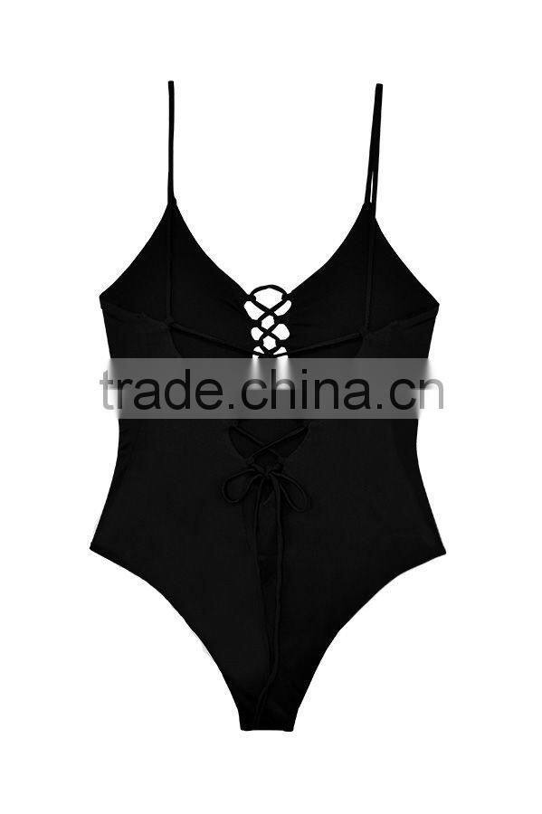 ladies fashion black one-piece swimwear