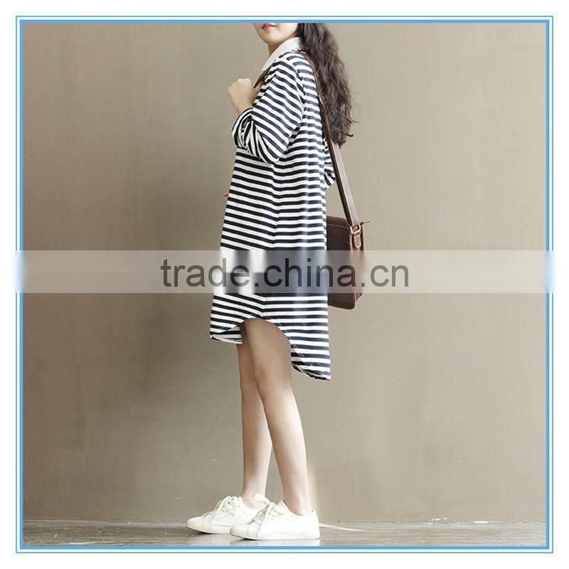 Polo Shirt Design Winter Korean Striped Dresses New Fashion Lady Dress