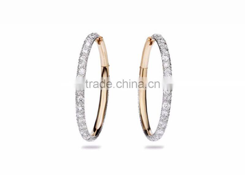 18K gold plated latest designs zirconia hoop earrings